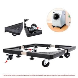 Suporte Rodízio Multifuncional Geladeira Maquina de Lavar Lava e Seca Ajustável Universal - 3