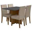 Ver imagem 1 de Mesa de Jantar 120cm Helo com Vidro Carvalho Grafite com 4 Cadeiras Jade Bordada Carvalho Fendi – Po
