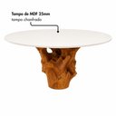 Ver imagem 4 de Mesa Jantar Redonda 4 Lugares 115cm Base de Raiz Natural com Tampo Cor:Off White e Raiz Natural