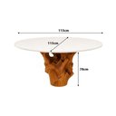 Ver imagem 3 de Mesa Jantar Redonda 4 Lugares 115cm Base de Raiz Natural com Tampo Cor:Off White e Raiz Natural