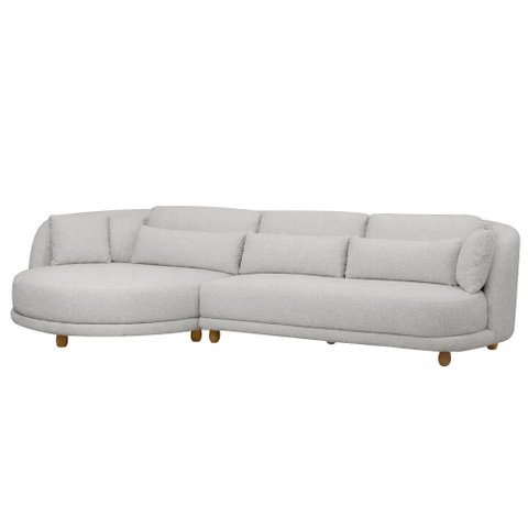 Sofá 05 Lugares 330cm Arizona com Chaise Direito Bouclé Cinza Claro - Nexta Casa