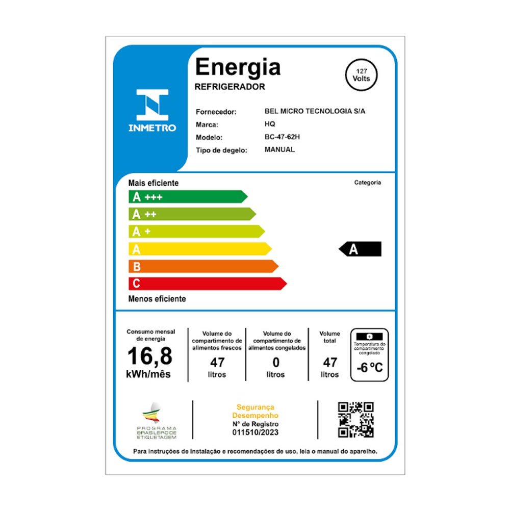 Frigobar Bc-47 47 Litros 1 Porta Branco Hq - 5
