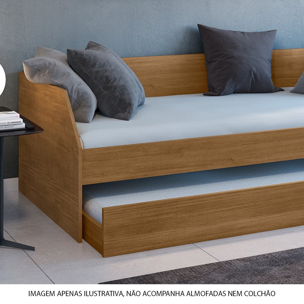 Bicama Solteiro Duo Luxo com Cama Auxiliar em Mdf Premium Amendoa - 2