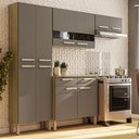 Ver imagem 4 de Armário de Cozinha Compacta 10 Portas 2 Gaveta com Balcão Atenas - Freijó/gris