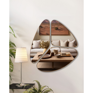 Espelho Decorativo Orgânico 10 com Moldura Lâmina de Madeira