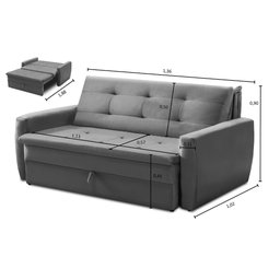 Sofá Cama Jade 1,36m Suede Cinza Adonai Estofados - 3