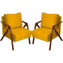 Ver imagem 1 de Kit 2 Poltronas Decorativa Shine Pé Castanho - Mostarda Suede