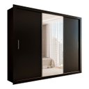 Ver imagem 3 de Guarda-roupa Casal Carol 3 Portas de Correr com Espelho 4 Gavetas Preto - Panorama Móveis