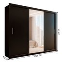 Ver imagem 4 de Guarda-roupa Casal Carol 3 Portas de Correr com Espelho 4 Gavetas Preto - Panorama Móveis