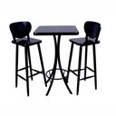 Ver imagem 1 de Conjunto Mesa Bistrô Alta Quadrada Preta em Madeira + 2 Banquetas - Preto