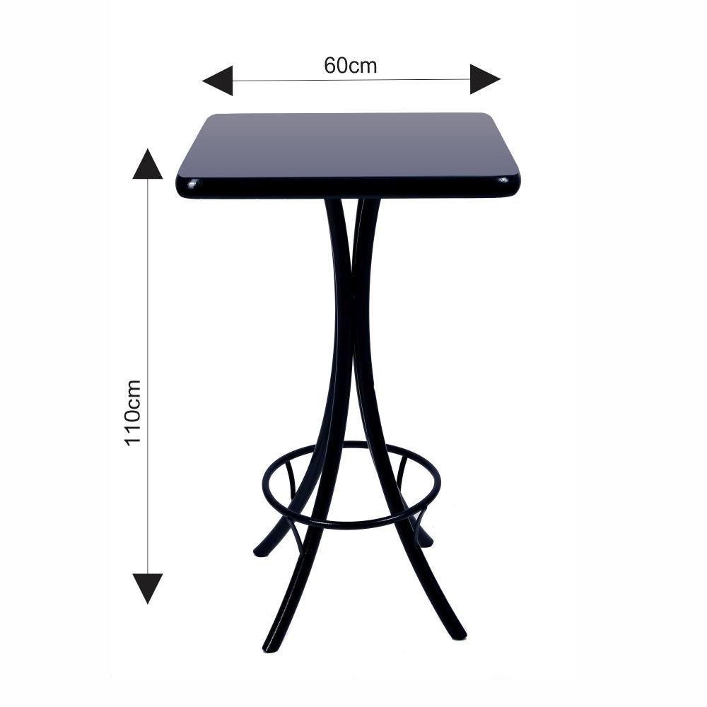 Conjunto Mesa Bistrô Alta Quadrada Preta em Madeira + 2 Banquetas - Preto - 4