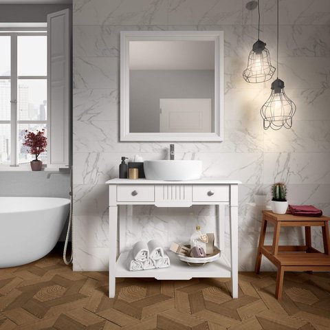 Espelheira 85x80cm MDF Nouvelle Branco