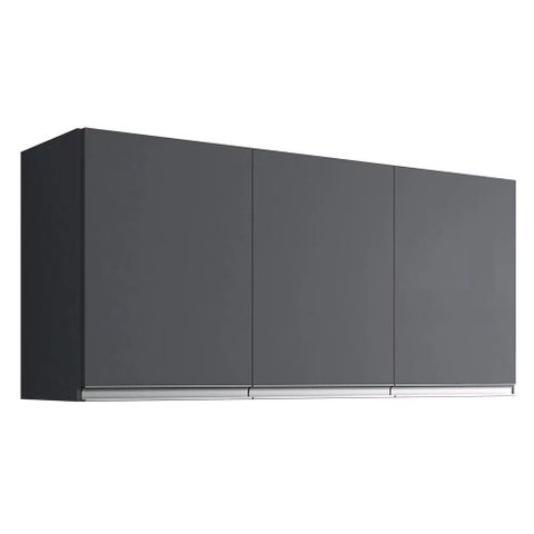 Armário Aéreo 3 Portas 120cm Debora - Pallazio Cor Cinza