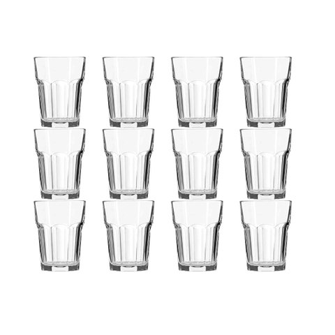 12 Copos para Água e Suco Canelado Baixo Gibraltar Lotusglass 275ml