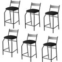 Ver imagem 1 de Kit 6 Banquetas Gourmet para bancada ou cozinha Ibiza-Corino Preto