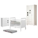 Ver imagem 1 de Quarto de Bebê Life com Berço Americano Soninho Branco Acetinado Colchão Americano Sleep - Tigus