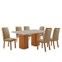 Ver imagem 1 de Mesa de Jantar Eloise 180cm Tampo MDF Vidro Canto Copo com 6 Cadeiras Aline