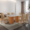 Ver imagem 2 de Mesa de Jantar Eloise 180cm Tampo MDF Vidro Canto Copo com 6 Cadeiras Aline