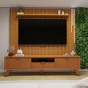 Ver imagem 1 de Conjunto Painel Lyon + Rack Viena 3 Gavetas 220 cm Rack Naturalle Painel com LED Mavaular