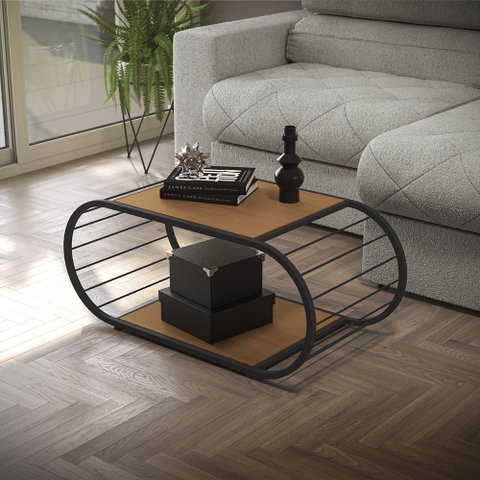 Mesa de Centro Industrial Kappesberg LI039 Canela/Preto Fosco