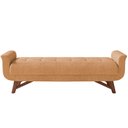 Ver imagem 3 de Puff Recamier Decorativo com Pés em Madeira 140 Cm Itália P05 Bouclê Mostarda - Lyam Decor