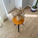 Ver imagem 3 de Mesa Lateral Redonda com Pé Palito de Madeira Carvalho e Preto