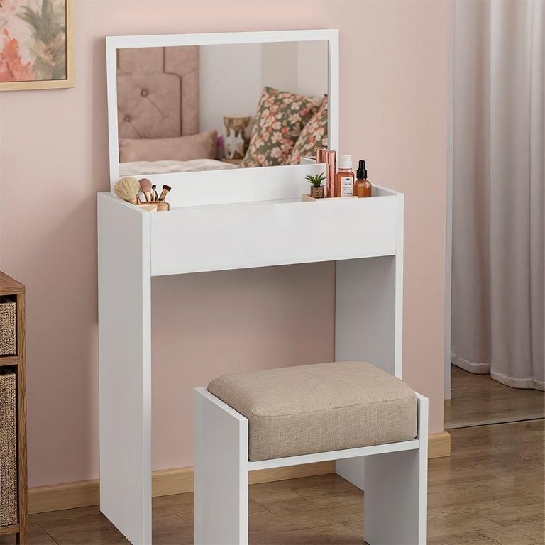 Penteadeira Quimera com Espelho Compacta Branco Penteadeira Quimera com Espelho Compacta Branco
