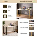 Ver imagem 2 de Mesa Escrivaninha Industrial 90cm Computador Notebook Home Office Escritório Estudo Off White-Preto