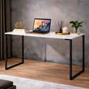 Ver imagem 1 de Mesa Escrivaninha Industrial 90cm Computador Notebook Home Office Escritório Estudo Off White-Preto