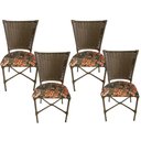 Ver imagem 1 de 4 Cadeiras Vivara Mesa Jantar Estofada Cozinha Fibra Sintética Areia Assento Floral Laranja