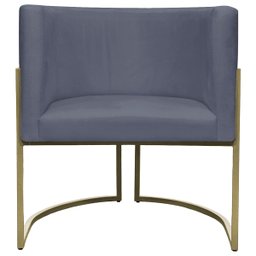 Kit 2 Poltronas Decorativa Recepção Luna Suede Cores Base de Ferro Champagne - 5