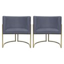 Ver imagem 1 de Kit 2 Poltronas Decorativa Recepção Luna Suede Cores Base de Ferro Champagne