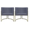 Kit 2 Poltronas Decorativa Recepção Luna Suede Cores Base de Ferro Champagne - 1