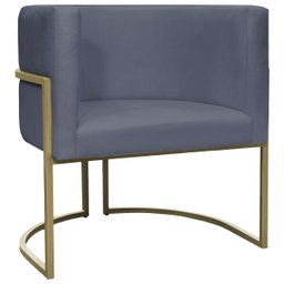 Kit 2 Poltronas Decorativa Recepção Luna Suede Cores Base de Ferro Champagne - 6