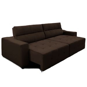 Sofá Top Lubeck 3 Lugares 250 cm Retrátil e Reclinável Suede Marrom – Sofá na Web