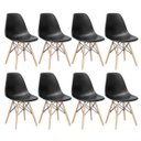 Ver imagem 1 de Kit 8 Cadeiras Charles Eames Eiffel Dsw - Base de Madeira Clara - Preto Multicolorido