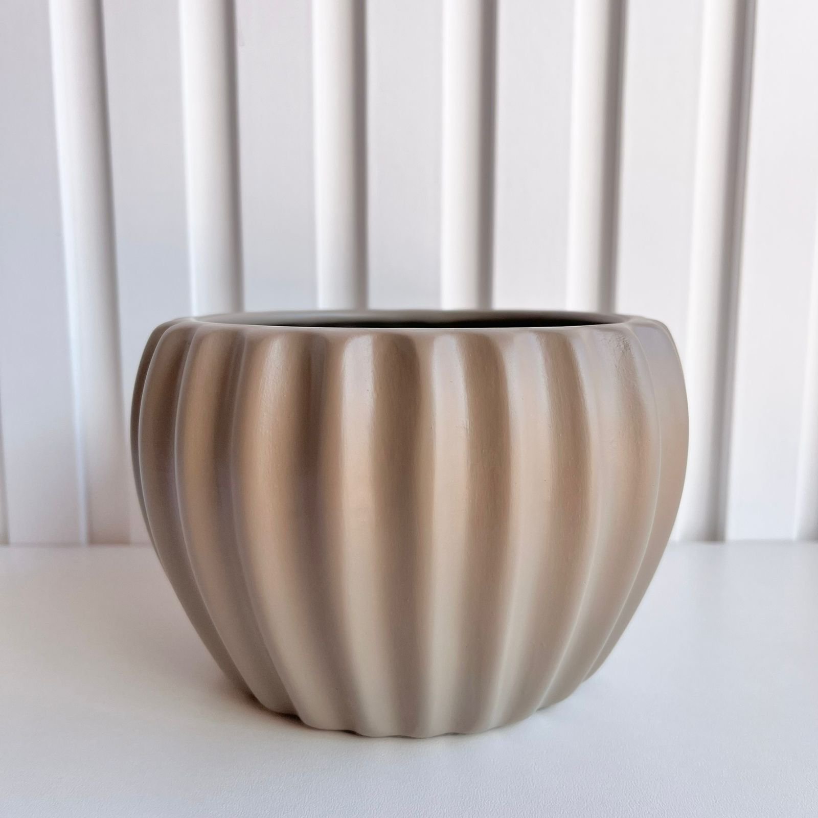 Vaso cachepot cáqui pequeno enfeite moderno de cerâmica - 3