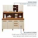 Ver imagem 3 de Kit Cozinha Compacta Toronto 7 Portas 2 Gavetas MDP 153cm Off White Kaiki Móveis