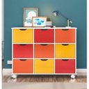 Ver imagem 1 de Nicho Organizador Infantil Livreiro Multiuso com 9 Gavetas e Rodízios 108cm Doce Sonho Colorido/Bran