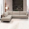 Sofá Sala de Estar de Canto em L Bipartido Desing Moderno 274cm Pés de Ferro Toxzon Linho Bege G93 - - 1