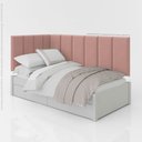 Ver imagem 4 de Conjunto Cabeceira Painel Estofada para Cama de Solteiro - Rosê