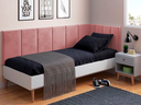 Ver imagem 3 de Conjunto Cabeceira Painel Estofada para Cama de Solteiro - Rosê