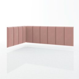 Conjunto Cabeceira Painel Estofada para Cama de Solteiro - Rosê - 4