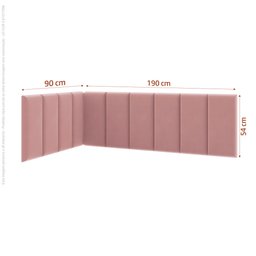 Conjunto Cabeceira Painel Estofada para Cama de Solteiro - Rosê - 6