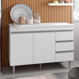 Balcão de Pia 2 Portas Andréia 100 Cm Branco sem Tampo Ajl Móveis - 3