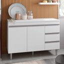 Ver imagem 3 de Balcão de Pia 2 Portas Andréia 100 Cm Branco sem Tampo Ajl Móveis