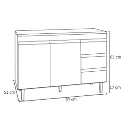 Balcão de Pia 2 Portas Andréia 100 Cm Branco sem Tampo Ajl Móveis - 4