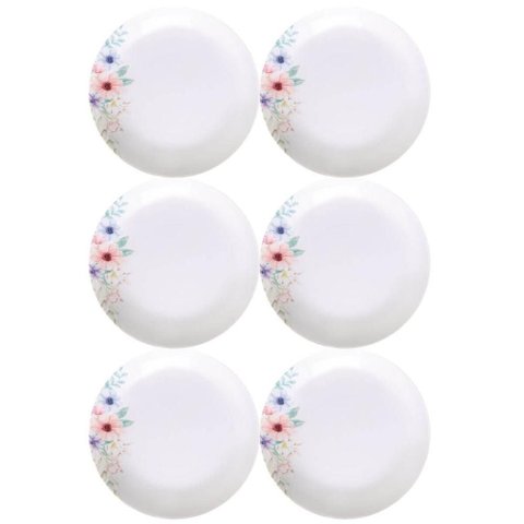 Kit 6 Pratos Fundos Tramontina Floratta 22cm em Porcelana Decorada Cozinha Servir Caldos Sopa