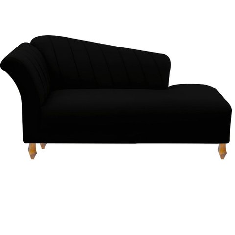 Divã Recamier Sofá Helena 180 cm – Tecido Suede:Suede Preto