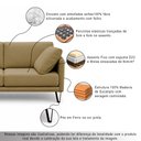 Ver imagem 3 de Sofá Sala de Estar Atena Fixo Pés de Ferro 214cm 3 Lugares Bouclê Bege M1 - Monari Design